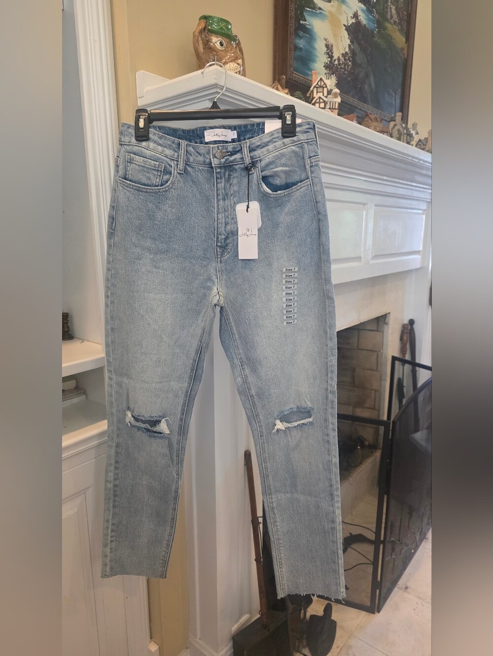 Jelly Beans Washed Blue Knee-Rip Skinny Jeans